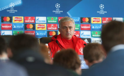 MANCHESTER, ENGLAND - SEPTEMBER 11:  Manager Jose Mourinho of Manchester United speaks during a press conference at Aon Training Complex on September 11, 2017 in Manchester, England.  (Photo by Matthew Peters/Man Utd via Getty Images)